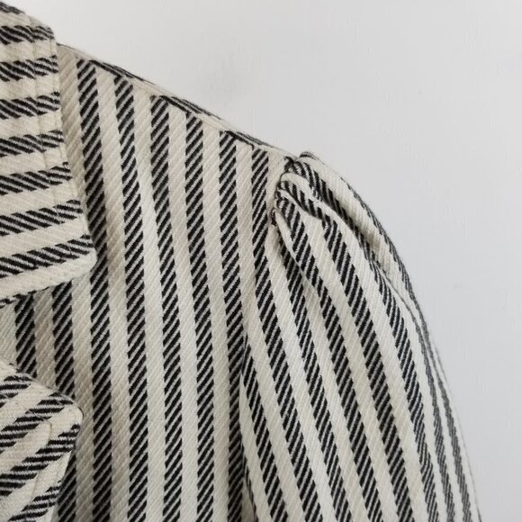 Diane Von Furstenberg Medium cropped Blazer Striped Preppy Snap Bow Office - Picture 13 of 13